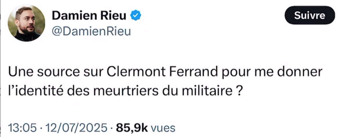Tiens Damien Rillettes a supprimé son tweet d’hier. 

Vous savez pourquoi ? 

Car le meurtrier s’appelle Mathias. 

L’extrême-droite en a rien à foutre des victimes épisode n°5288491692.