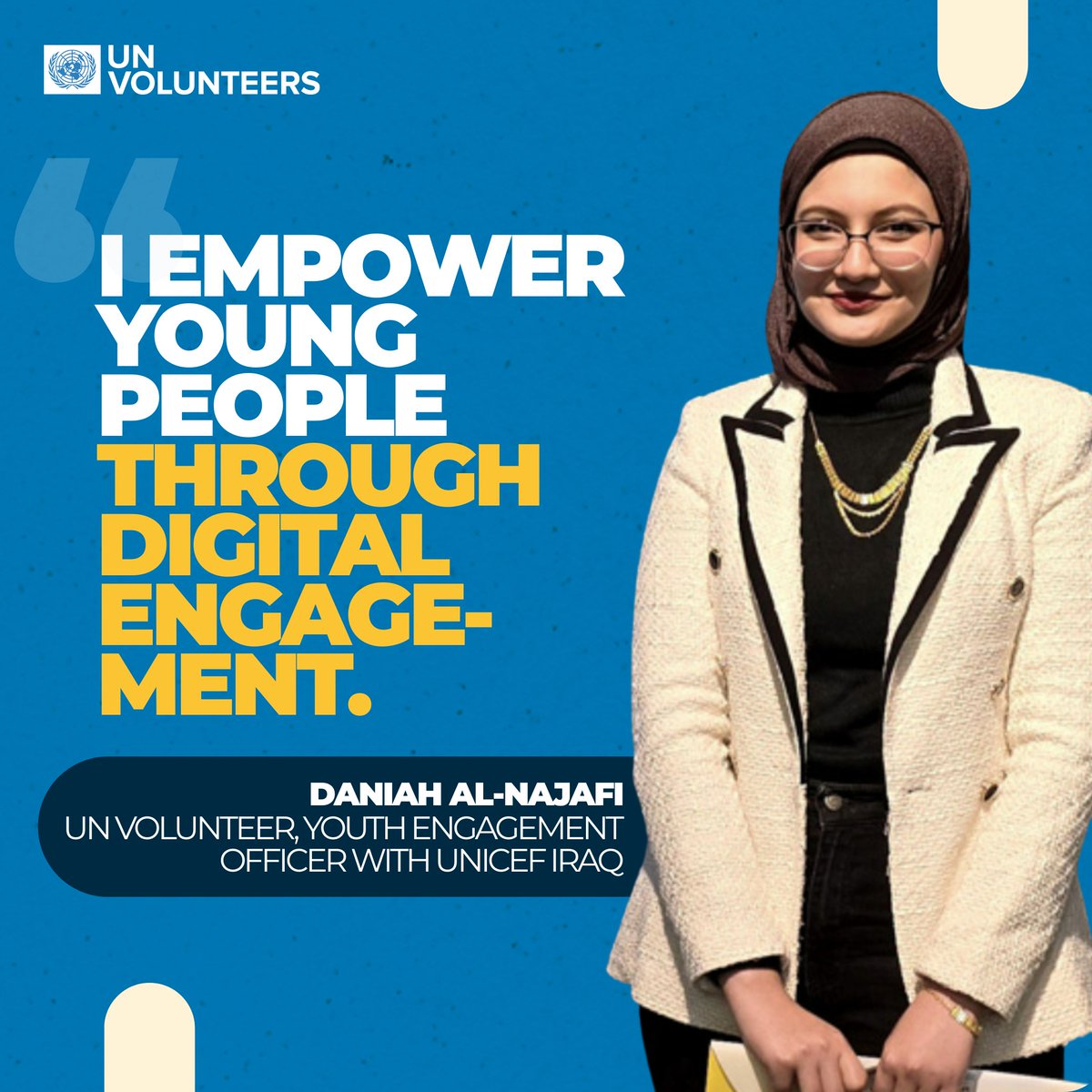 UNVArabStates's tweet image. On World Youth Skills Day, we spotlight UN Volunteers like Daniah Al-Najafi, who are empowering the next generation with the skills to lead.
As a Youth Engagement Officer with @UNICEFiraq...
🔗 Read her full story: unv.org/Success-storie…
#YouthLead #YouthSkillsDay