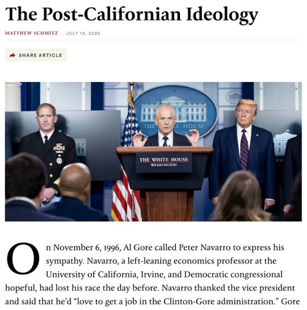 I wrote on Peter Navarro as an exemplar of “the post-Californian ideology” for the latest issue of <a href="/firstthingsmag/">First Things</a>