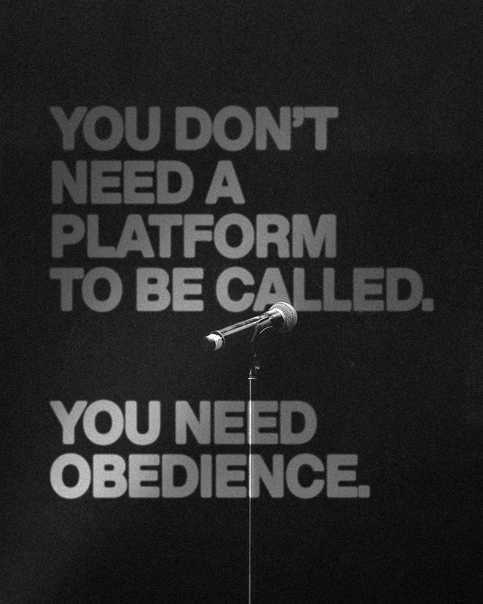We’ve confused visibility with obedience. Being seen by people isn’t the same as being faithful to what God’s asked of you.

You don’t need a platform to be called. You need obedience. That’s where fruit begins.