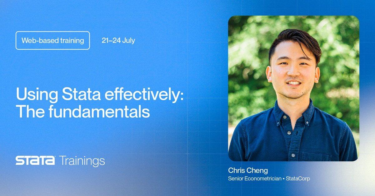 Stata's tweet image. New to Stata? Or need a refresher?
This course covers it all—data, stats, graphics, and reproducible reports.
One course. All the essentials.
Secure your spot: stata.com/training/publi…
#Stata #StataTraining #StataCommunity