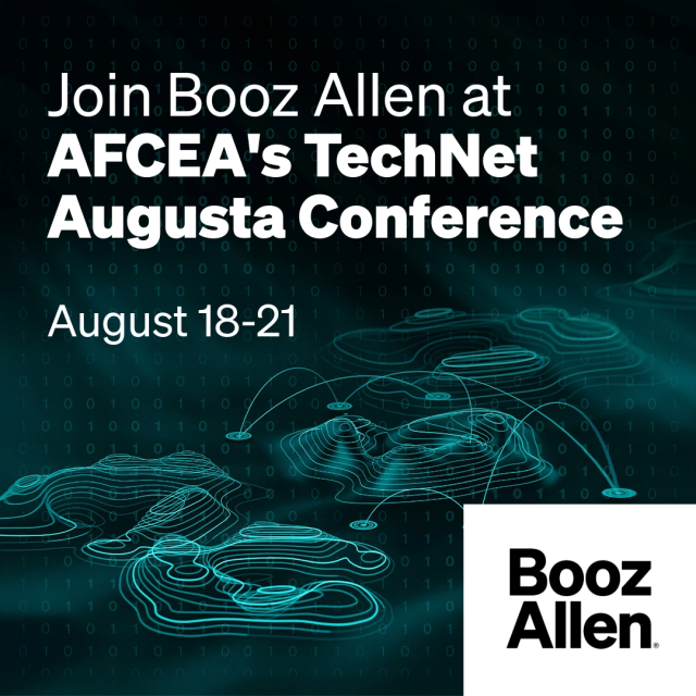 MariaKGupta's tweet photo. Join #BoozAllen at AFCEA's TechNet Augusta! Non-kinetic dominance on the digital battlefield starts with smarter cyber tech. Connect with our experts on #ZeroTrust, #AI, cyber physical defense, and #edge computing to learn more. https://t.co/hsviJiLuOM https://t.co/Rym97fxWlQ