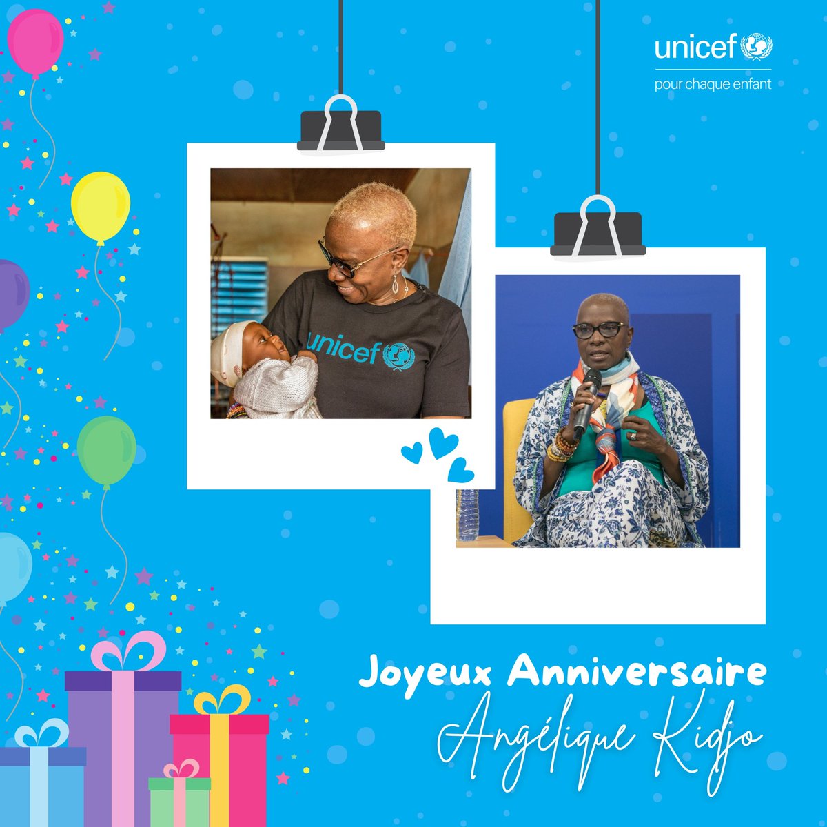 UNICEF Benin (@unicef_benin) on Twitter photo #HappyBirthday à <a href="/angeliquekidjo/">Angelique Kidjo</a>, notre Ambassadrice de bonne volonté, une voix légendaire, et surtout une Maman pour tous les enfants ! 💙🤩🥳
1ère chanteuse africaine sur le prestigieux #WalkOfFame en 2026, nous sommes encore plus fiers de l’avoir à nos côtés #ForEveryChild🌟 #HappyBirthday à <a href="/angeliquekidjo/">Angelique Kidjo</a>, notre Ambassadrice de bonne volonté, une voix légendaire, et surtout une Maman pour tous les enfants ! 💙🤩🥳
1ère chanteuse africaine sur le prestigieux #WalkOfFame en 2026, nous sommes encore plus fiers de l’avoir à nos côtés #ForEveryChild🌟
