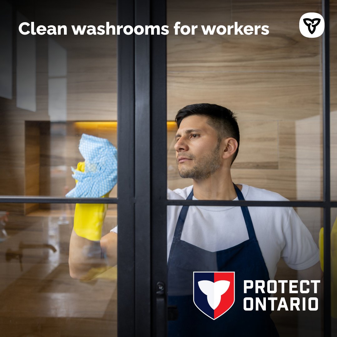 ONTatwork's tweet image. We’re protecting Ontario workers by requiring that employers maintain clean, sanitary washrooms in every workplace.
Because every worker deserves a safe and healthy jobsite.
Learn more: news.ontario.ca/en/release/100…
