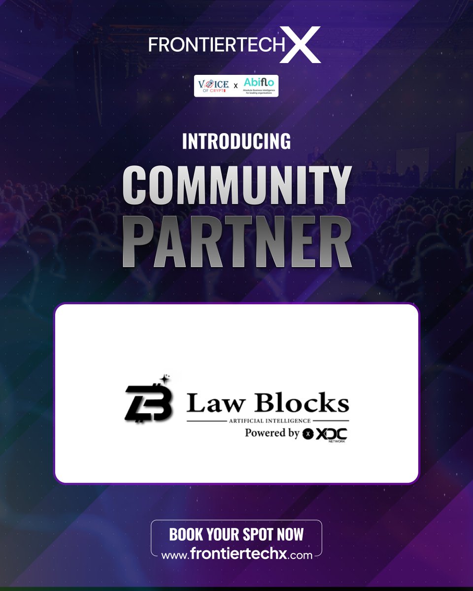 Donbit (@donbit_) on Twitter photo 🤝 Welcoming <a href="/lawblockstoken/">Law Blocks AI ( $LBT )</a> as a community partner for #FrontierTechX London 2025 — bridging AI & Blockchain to automate legal docs, enable secure signatures & resolve disputes.
🗓️ July 22 | 📍 London
🎟️ lu.ma/qbbycvzp
🌐 frontiertechx.com 🤝 Welcoming <a href="/lawblockstoken/">Law Blocks AI ( $LBT )</a> as a community partner for #FrontierTechX London 2025 — bridging AI & Blockchain to automate legal docs, enable secure signatures & resolve disputes.
🗓️ July 22 | 📍 London
🎟️ lu.ma/qbbycvzp
🌐 frontiertechx.com