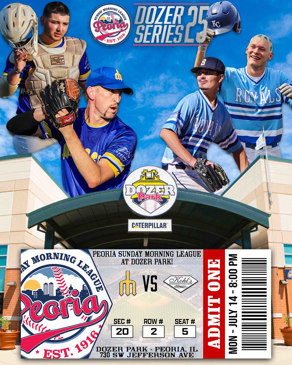 🎟️FREE ADMISSION! 🍿CONCESSIONS OPEN!

Tonight at Dozer Park -  Home of the Peoria Chiefs!

The Pour Bros. Jacks take on the Miller Lite Falcons at 6:00 P.M. 

Followed by the MoveSmart Mariners vs the Kohls Diamond Gallery Royals at 8:00 P.M.

Get to Dozer tonight to check the