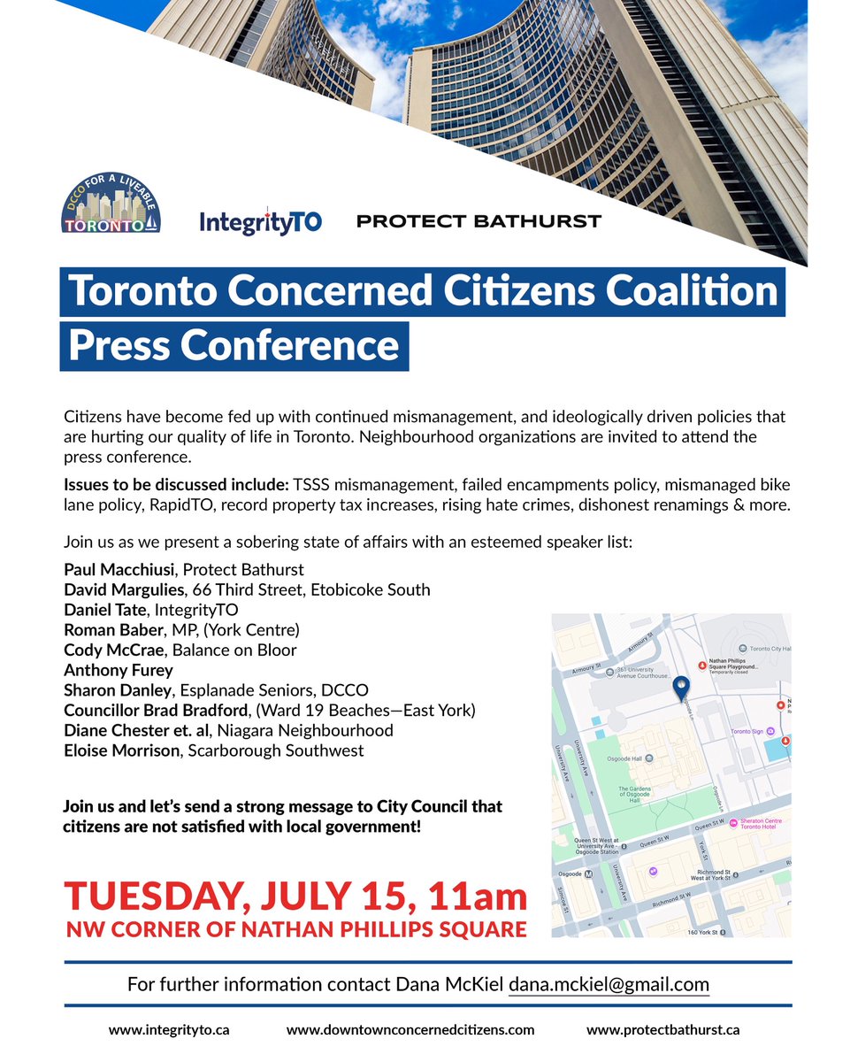 anthonyfurey's tweet image. I’m looking forward to participating in tomorrow’s important press conference that brings together community voices who stand for common sense change at Toronto City Hall!!