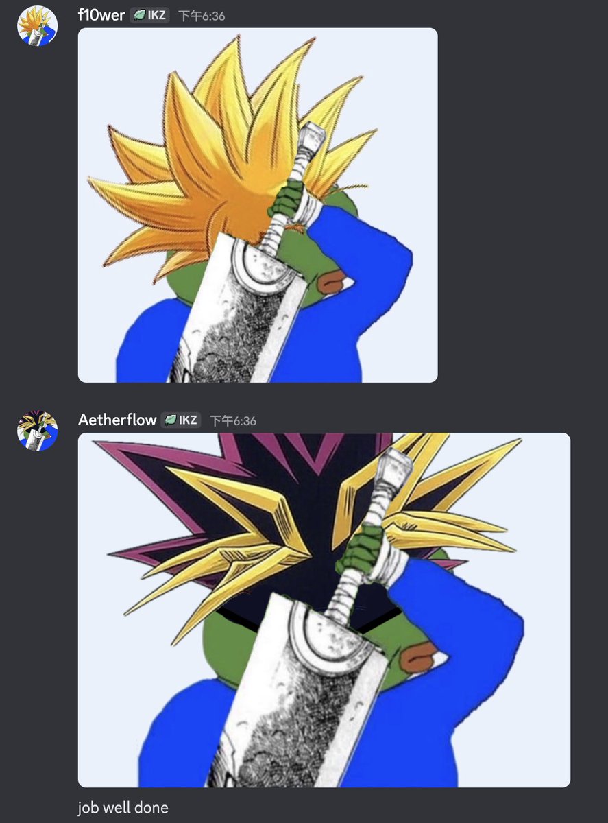 f10wer's tweet image. Me and @aetherfloweth after we ape in our final ammo into $anime.