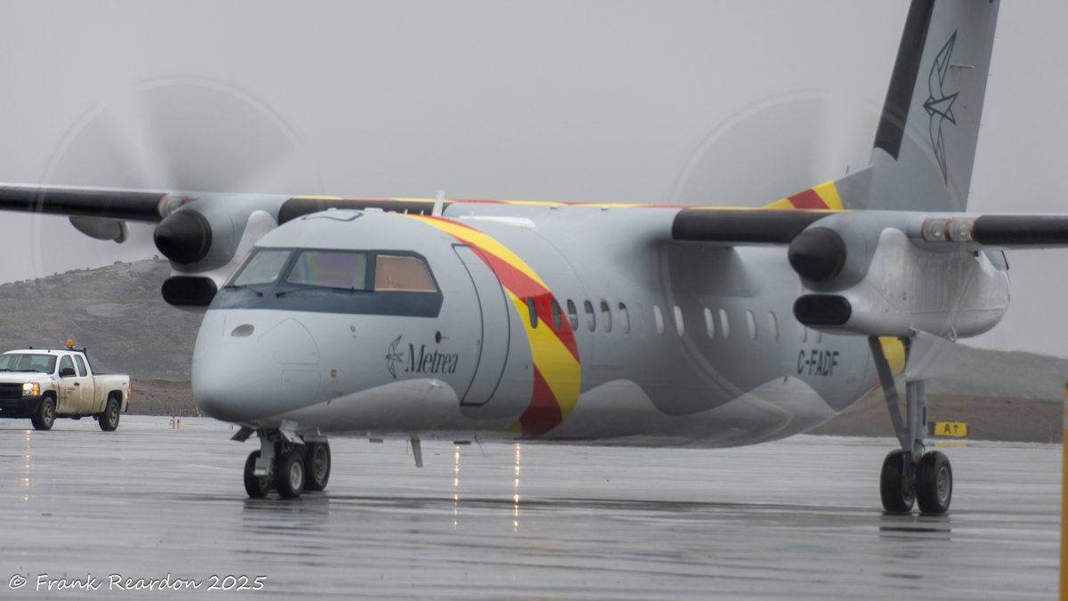 FrankReardon1's tweet photo. C-FADF De Havilland Canada Dash 8-300 #DH8C in #Iqaluit #Nunavut with a very cool Livery. It has @MetreaAero (Defense Company) on the side
JUL.14.2025 #YFBSpotters #CFADF https://t.co/PEKH3IeFh2