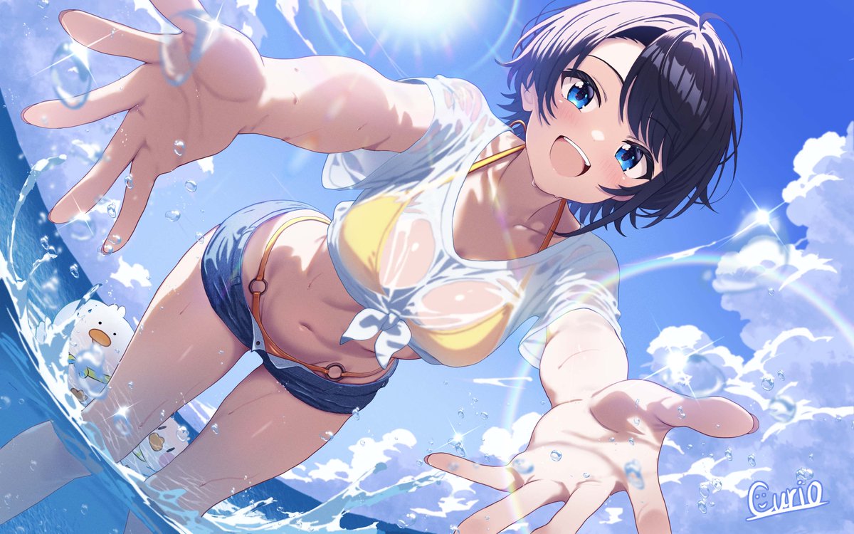@Curio_illust: RT by @oozorasubaru: ☀️SUBARU SUMMER 2025☀️ ↓ There's a difference between the tree without a shirt 〼 #Protein the Subaru #holonatsuParadise
