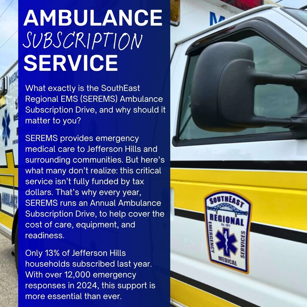 Missed the initial deadline to subscribe to the SEREMS Ambulance Drive? Good news, you can still sign up and receive coverage for the rest of the 2025–2026 subscription year (through June 30, 2026)!

🔗 Learn more or subscribe at SEREMS.com.