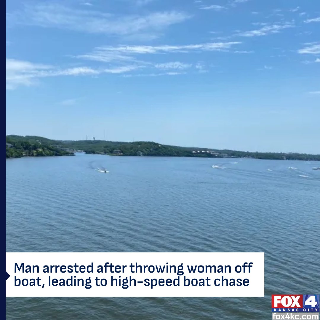 fox4kc's tweet image. A man is in custody after allegedly throwing a woman off a boat at the Lake of the Ozarks and leading troopers on a high-speed boat chase.
fox4kc.com/news/man-arres…