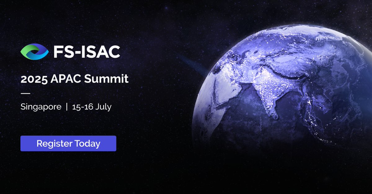 FS-ISAC (@fsisac) on Twitter photo Our largest APAC event kicks off tomorrow, with a packed two day program discussing cybersecurity topics top of mind for financial institutions.
There's still time to secure your spot - make sure to check out the full agenda and register today: hubs.ly/Q03x2hTz0 Our largest APAC event kicks off tomorrow, with a packed two day program discussing cybersecurity topics top of mind for financial institutions.
There's still time to secure your spot - make sure to check out the full agenda and register today: hubs.ly/Q03x2hTz0
