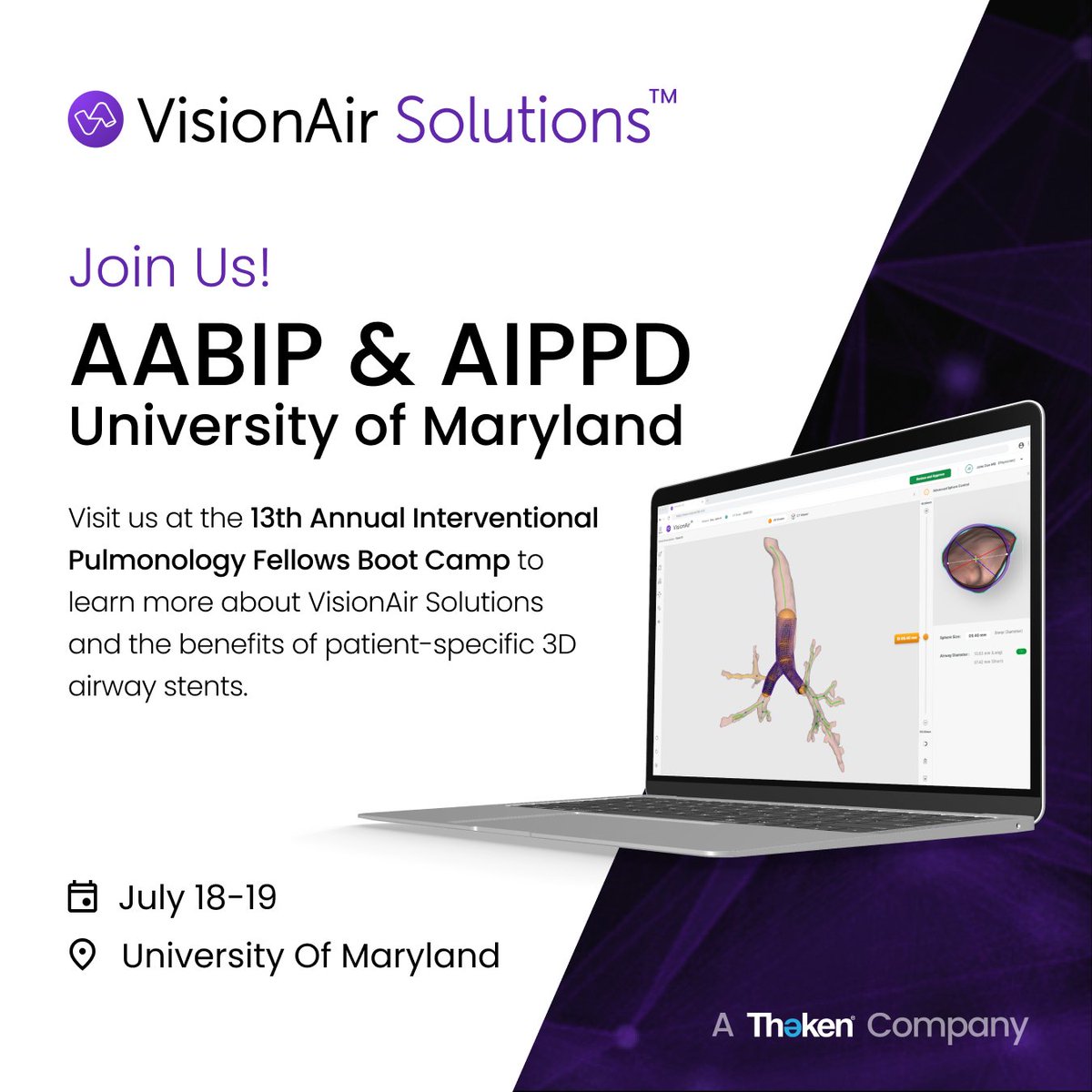 It’s that time of year again, and we’re thrilled to welcome the new IP Fellows at the AABIP/AIPPD Interventional Pulmonology Fellows Boot Camp! 👋 Stop by our table to explore the V3D software and learn more about our 3D Patient-Specific Stents.

Let’s connect, collaborate, and