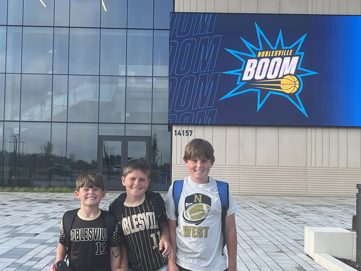 MayorJensen's tweet image. A great week to kick off @noblesvilleboom Youth Basketball Camp! My nephews and Deputy Mayor Light’s son are excited to play basketball @AIMNoblesville! 💥🏀