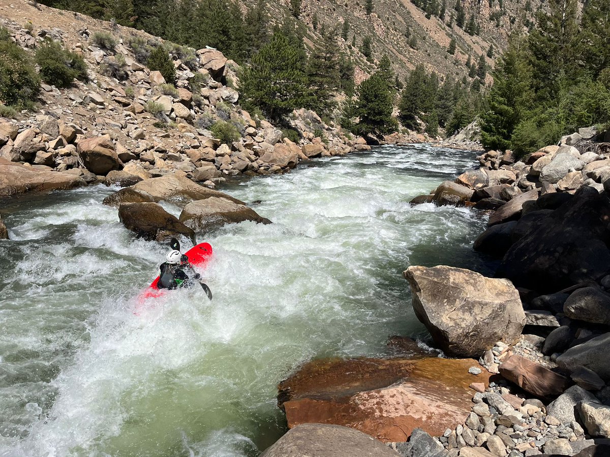RSteveData's tweet image. As a break from your regularly scheduled data content, here's me leading the way down Pine Creek rapid on the Arkansas River.