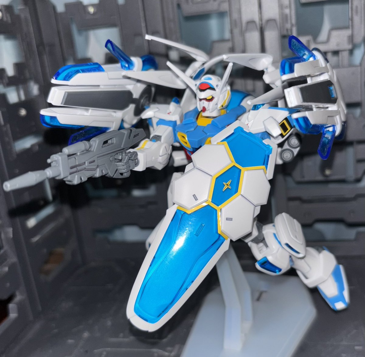 Hideyan021981's tweet image. 昔に映画見に行って買った機体‼️
#ガンダムGセリフパーフェクトパック装備
キラキラかっこ良い(*´&gt;ω&lt;`*)
#ガンプラ #みりプラ #めこ丸隊
#ガンプラ好きとつながりたい
#Gのレコンギスタ