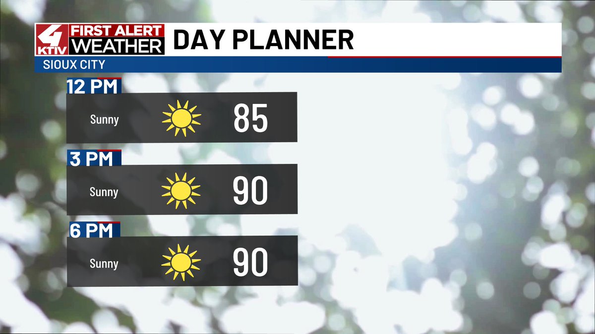 owenbasselmanwx's tweet image. After pleasant weather over the weekend, summer heat will return today. Highs will top out near 90 with a feels like temperature in the mid-90s. #IAwx #NEwx #SDwx