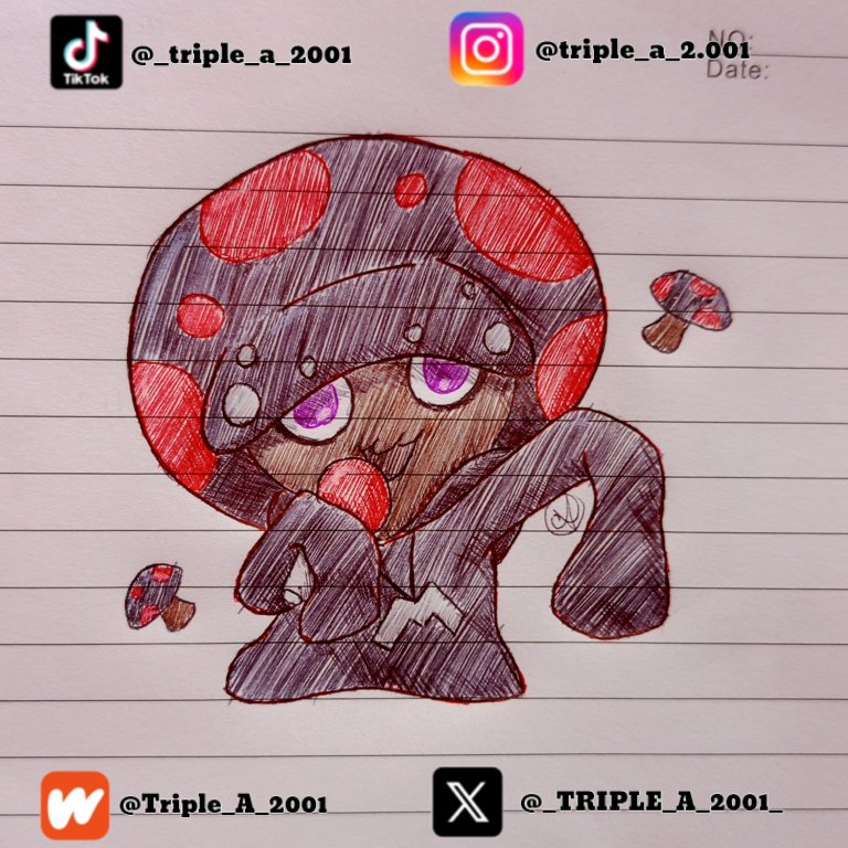 _TRIPLE_A_2001_'s tweet image. Algo rápido mientras busco qué más hacer 😗

#Dibujo #Tradicional #MushroomCookie #CookieRun #FanArt