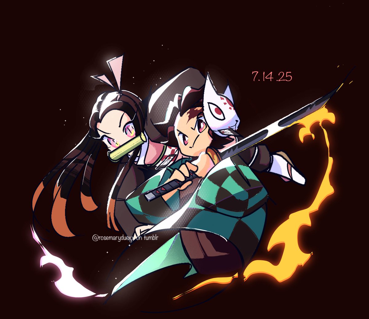 rosemaryduexx's tweet image. Happy birthday tanjiro kamado! Mah lil cinnamon roll. Bro’s been through a lot 🥲 #DemonSlayer #TanjirouKamado #nezukokamado