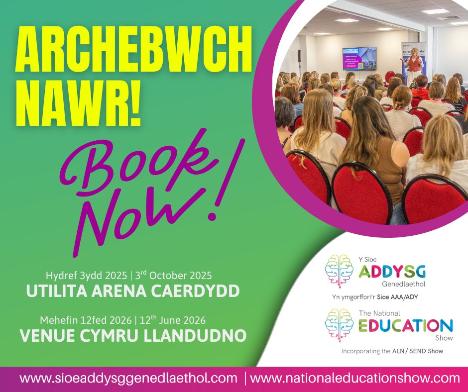 📢 GALW POB YSGOL – ARCHEBWWCH EICH TOCYNNAU I'R SIOE! 📢

📅 Hydref 3ydd
📍 Utilita Arena Caerdydd

Peidiwch â cholli’r cyfle anhygoel hwn i fuddsoddi mewn datblygiad proffesiynol eich tîm.

🎟️ Ffurflen archebu grŵp yma
nationaleducationshow.com/cardiff-group-…

#SioeAddysgGenedlaethol