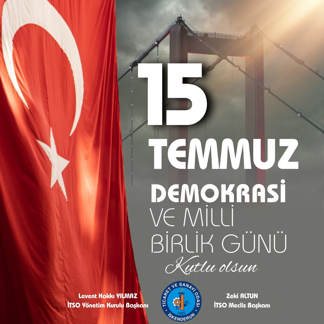 15 Temmuz demokrasi milli birlik gününde vatanımız için yüreklerini ortaya koyan tüm milletimizi, şehitlerimizi ve gazilerimizi saygıyla anıyoruz.15 Temmuz Demokrasi ve Milli Birlik Günümüz kutlu olsun