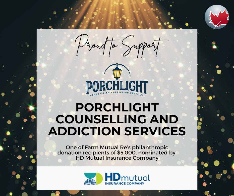 Congratulations to Porchlight Counselling and Addiction Services on being selected as 1 of 4 recipients of a $5,000 donation, thanks to a heartfelt nomination from <a href="/HDMutual/">HD Mutual</a>.

Read more here: farmmutualre.com/news/