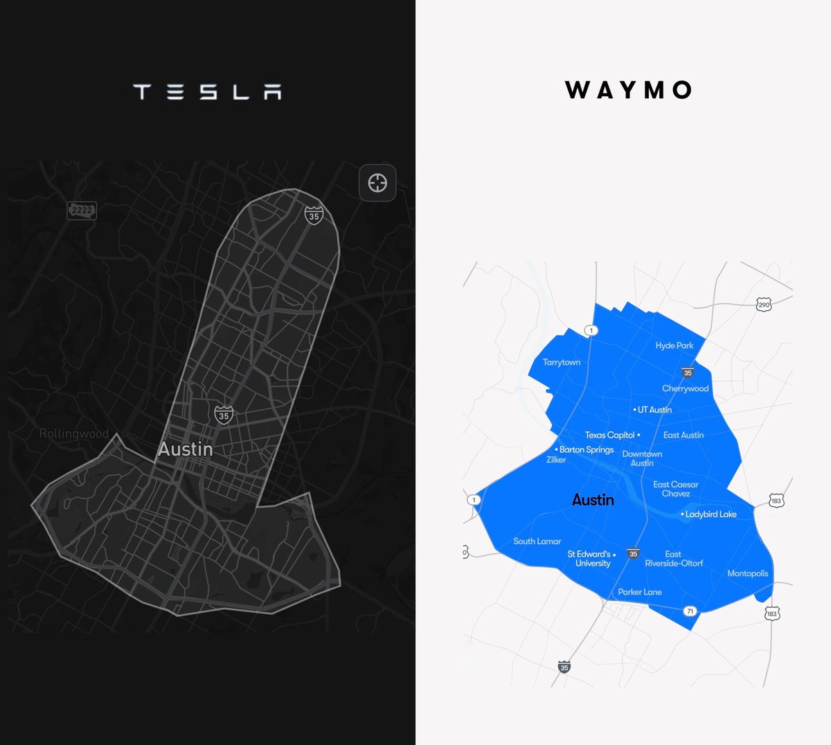 chrisrobovan's tweet image. Mr. Market doesn’t seem to understand what has happened today
Tesla has expanded their geofence in Austin to a size LARGER THAN WAYMO after just two weeks
Even more importantly, the shape of the new geofence was suggested by @stevenmarkryan and they were able to quickly make it…