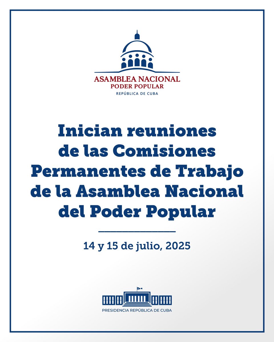 🇨🇺| Durante hoy y mañana, los diputados a la <a href="/AsambleaCuba/">Asamblea Nacional Cuba</a> debatirán varios temas asociados con el quehacer político, económico y social del país, en las comisiones permanentes de trabajo.

#PoderPopular 

🧵
