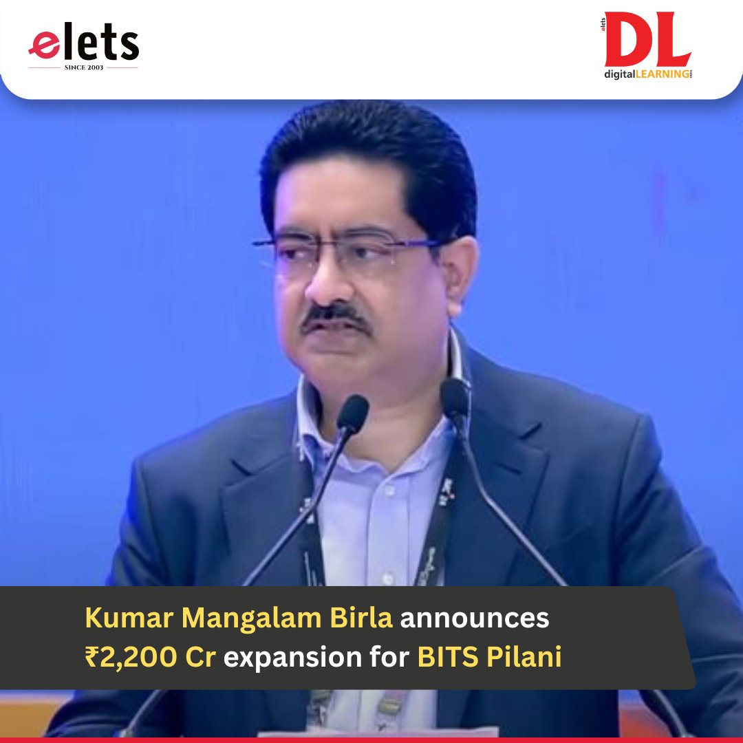 Aditya Birla Group Chairman and Birla Institute of Technology and Science, Pilani Chancellor Kumar Mangalam Birla announced a ₹2,200-crore expansion plan to transform BITS Pilani.

Read More: digitallearning.eletsonline.com/2025/07/kumar-…

#BITSPilani #KumarMangalamBirla #HigherEducation