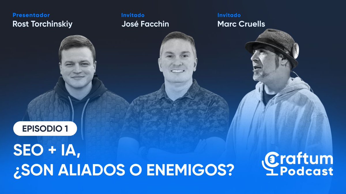 📅 El 17 de Julio estaré en un podcast 🎙️junto a <a href="/SoyRost/">Rost Torchinskiy</a>  y <a href="/Marc__Cruells/">Marc</a> , donde debatiremos sobre cómo la Inteligencia Artificial, la generación automática de contenidos y los recientes cambios en Google están desafiando las reglas tradicionales del SEO.

<a href="/craftumES/">CraftumES</a> 
Más info