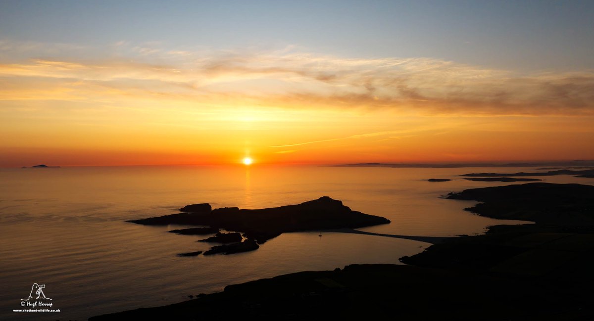 HughHarrop's tweet image. We are currently enjoying a lovely spell of weather here in Shetland with amazing days and spectacular long evenings. This was the scene looking north west from above Mossy Hill to St. Ninian's Isle and the west Mainland, with Foula off in the distance at around 10.30pm last…