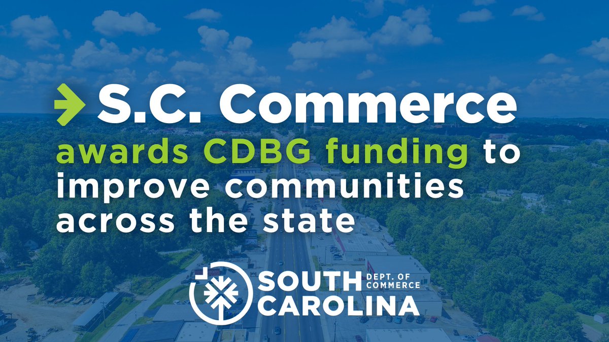 Today, S.C. Commerce announced the recipients of the S.C. Community Development Block Grant’s Spring 2025 funding round.

Totaling nearly $8 million, the awarded projects will benefit over 3,300 residents in communities across the state. Learn more: bit.ly/3U92sph