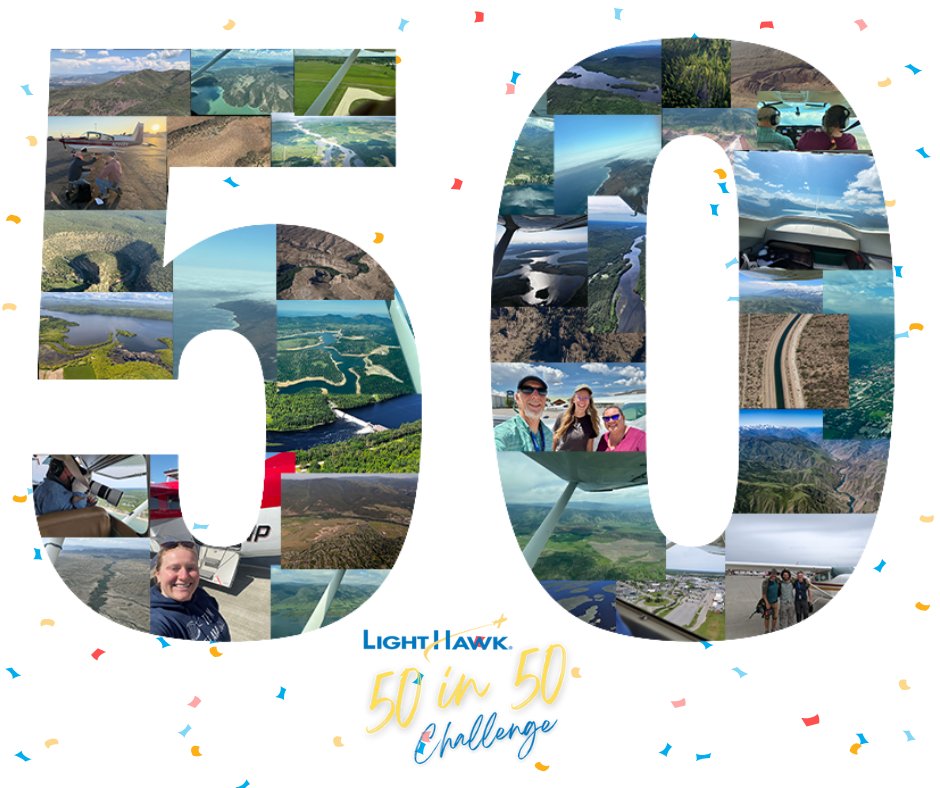 lighthawk_org's tweet image. Day 50 is here—and we’re STILL FLYING!
The #50in50Challenge wraps today after 49 incredible days of conservation flights.

We’re ending it STRONG!
Final flight count drops tomorrow.
#LightHawk #ConservationInFlight #FlyingForGood #ProtectWhatMatters