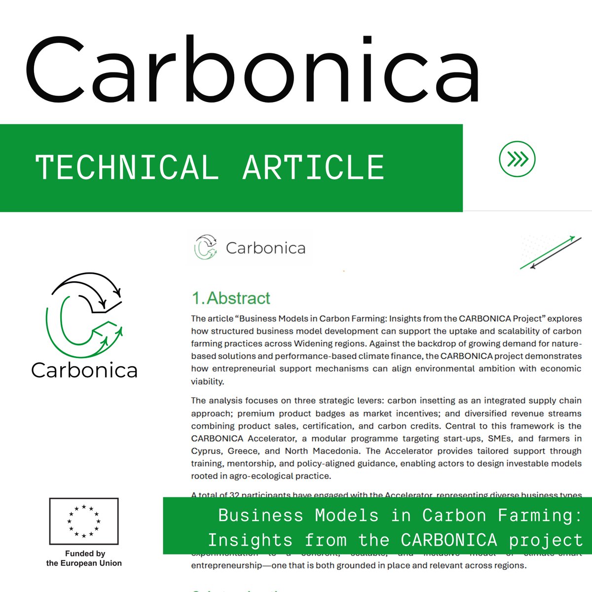 📄 "Business Models in Carbon Farming: Insights from the CARBONICA project" article explores how tools like the Carbonica Accelerator can help scale up #carbonfarming across Cyprus, Greece, and North Macedonia. 
📚 Read on Zenodo: bit.ly/4kIoBpr

#HorizonEU #widera