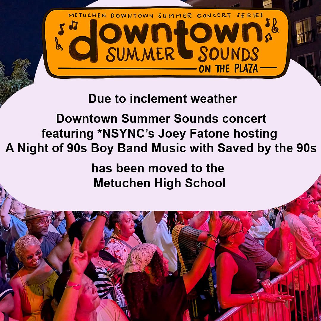 In the interest of everyone’s safety, tonight’s weather forecast has forced us to move tonight’s Downtown Summer Sounds concert—featuring *NSYNC’s Joey Fatone hosting A Night of 90s Boy Band Music with Saved by the 90s—indoors.

While we’re disappointed not to be outside with all