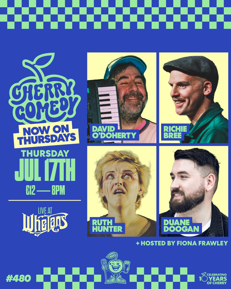 CherryComedy's tweet image. JUST ANNOUNCED & ON SALE NOW! ππ
This Thursday live at @whelanslive is a big one...
π€ David O'Doherty
π Richie Bree
π Ruth Hunter
π Duane Doogan
+ Hosted by Fiona Frawley
π Tickets available now at CherryComedy.ie! π