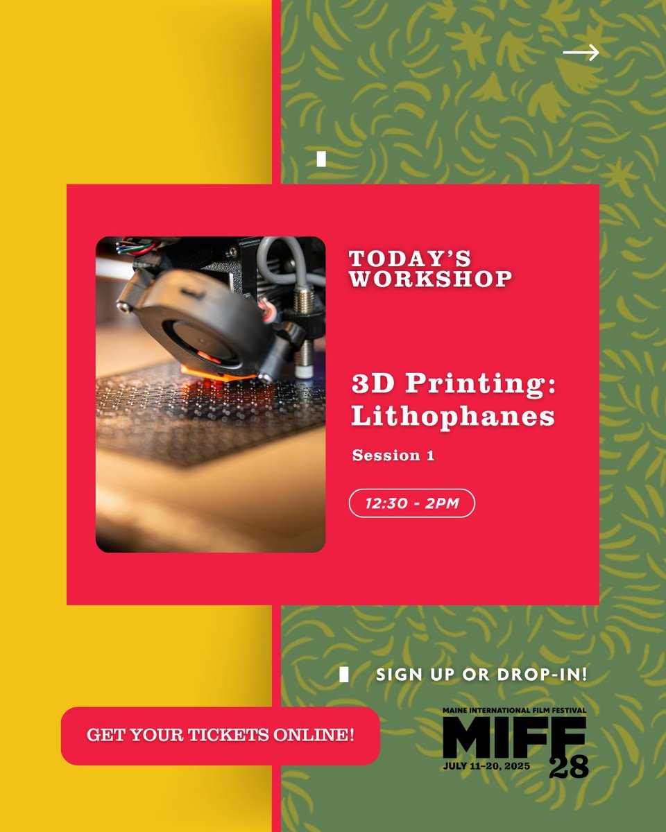 mainefilmcenter's tweet image. Control, connection, and creation—Today's @MIFFMaine schedule.
• I’ll Sleep When I’m Dead
• The Terminal Man
• Minimals in a Titanic World
🎟 miff28.eventive.org/schedule
🖨 3D printing lithophanes workshop: watervillecreates.org/shows/miff28-3…
#MIFF28 #MaineIntlFilmFestival2028 #3DArt