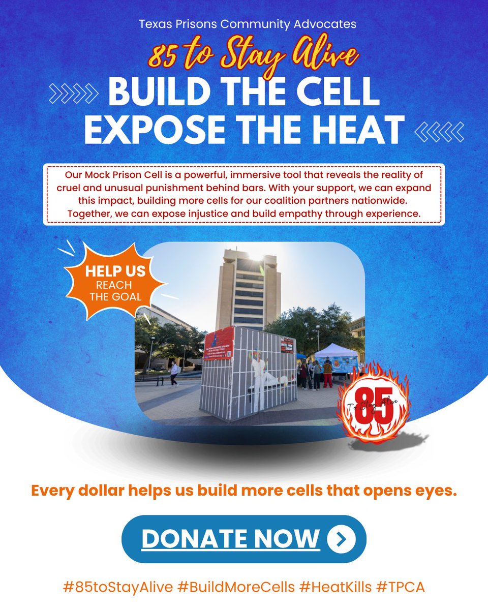 TPCA_org's tweet image. Donate today to help us construct more Mock Prison Cells:
secure.everyaction.com/KFU9nE2laECJKJ…
#MockPrisonCell #EndCruelPunishment #PrisonReform #BuildEmpathy #TPCA #85ToStayAlive