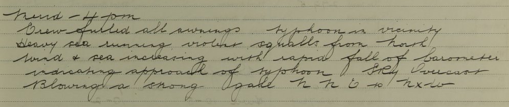 cary_mock's tweet image. Verbal remarks on the weather during the July 28, 1915 Shanghai typhoon, this from USS Abarenda at Nanking (Nanjing). #Shanghai #typhoon