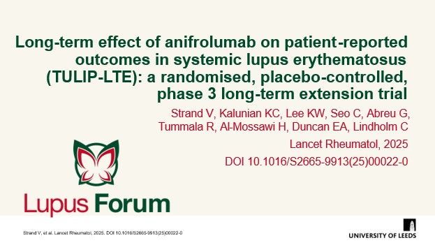 TheLupusForum's tweet image. Patients with #SLE reported improvements in their health status and health-related quality of life over 4 years of #anifrolumab treatment.
Get the full summary of the data here: 🔗ow.ly/ojcW50WaGkZ