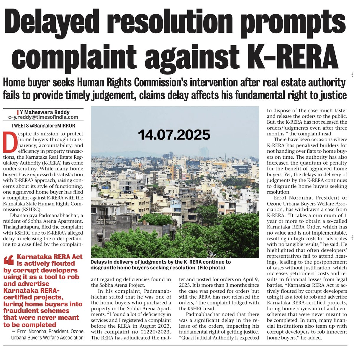 KA_HomeBuyers's tweet image. Dear @CMofKarnataka @India_NHRC, Why RERA Authority not releasing orders even after 3 months it was posted for orders. High Court release orders within 1 month from final hearing date. Home Buyer human rights are getting violated. @narendramodi @hrw @UNHumanRights @MoHUA_India