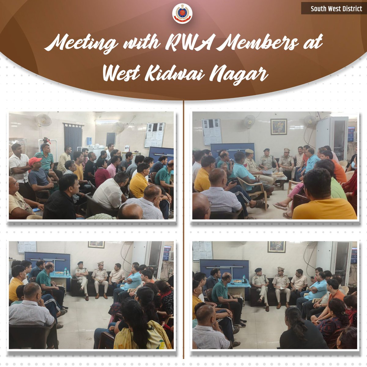 DCP South West District (@dcp_southwest) on Twitter photo 👮🏻♂️ ACP/SJ Enclave alongwith staff of PS Sarojini Nagar held an RWA meeting at Staff Quarters, West Kidwai Nagar to discuss local issues, boost community-police ties & promote safety.
Residents were urged to stay alert and share timely information.
<a href="/CPDelhi/">CP Delhi #DilKiPolice</a>
#DPUpdates 👮🏻♂️ ACP/SJ Enclave alongwith staff of PS Sarojini Nagar held an RWA meeting at Staff Quarters, West Kidwai Nagar to discuss local issues, boost community-police ties & promote safety.
Residents were urged to stay alert and share timely information.
<a href="/CPDelhi/">CP Delhi #DilKiPolice</a>
#DPUpdates
