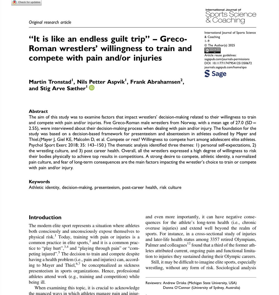 SPDSS - forskningsgruppe NTNU (@spdssntnu) on Twitter photo 🚨new paper🚨 in International Journal of sport science & coaching on risk culture among elite wrestlers. Congrats to Martin 🤩 Nice collaboration with Frank Abrahamsen from <a href="/nih_sognsvann/">Norges idrettshøgskole</a> <a href="/SPDSSntnu/">SPDSS - forskningsgruppe NTNU</a> <a href="/NTNU/">NTNU</a> #spdssntnu 🚨new paper🚨 in International Journal of sport science & coaching on risk culture among elite wrestlers. Congrats to Martin 🤩 Nice collaboration with Frank Abrahamsen from <a href="/nih_sognsvann/">Norges idrettshøgskole</a> <a href="/SPDSSntnu/">SPDSS - forskningsgruppe NTNU</a> <a href="/NTNU/">NTNU</a> #spdssntnu