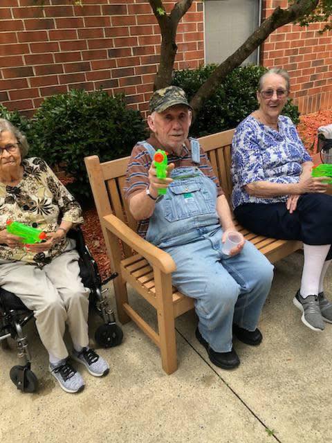 What better way to cool off on a hot summer day than to have fun with water guns. Our Trinity Village residents loved squirting not only each other but also teammates. #LSC #TrinityVillage