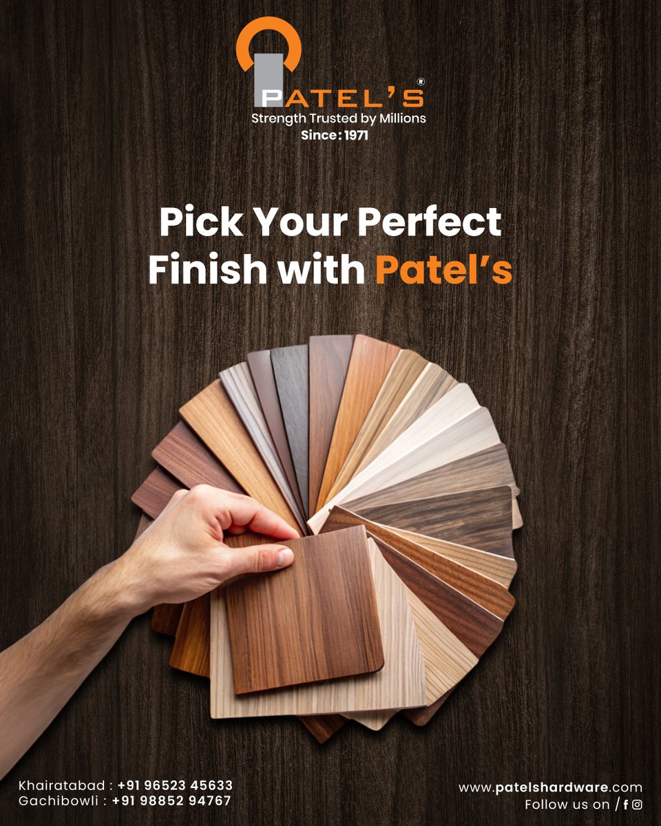 Patelshardware's tweet image. Pick your perfect finish with Patel&apos;s Hardware! We provide quality hardware for your dream spaces. Discover strength and beauty for every interior design.

Explore Our Website
Visit our website: patelshardware.com

#patelshardware #laminates #perfectfinish #interiordesign