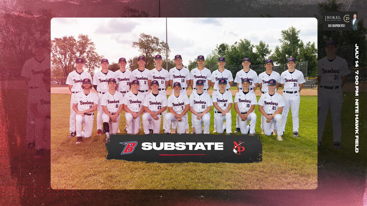 Substate baseball continues tonight as the Bombers take on North Polk at 7:00 PM at Nite Hawk Field! 
🎟️ All tickets must be purchased online at iahsaa.org/tickets — no cash sales.  #BomberPride ⚾