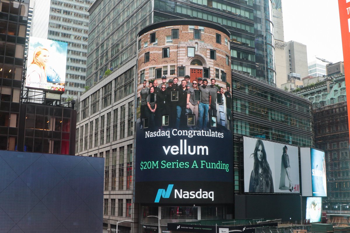 akashsharma503's tweet image. The @vellum_ai team was featured on @Nasdaq last week!! And it sure isn&apos;t going to be our last time.

It’s easy to forget how far we’ve come, but today’s a good moment to pause and celebrate. Our Series A is here, and I couldn’t be prouder of this team.

This is for our V team!…