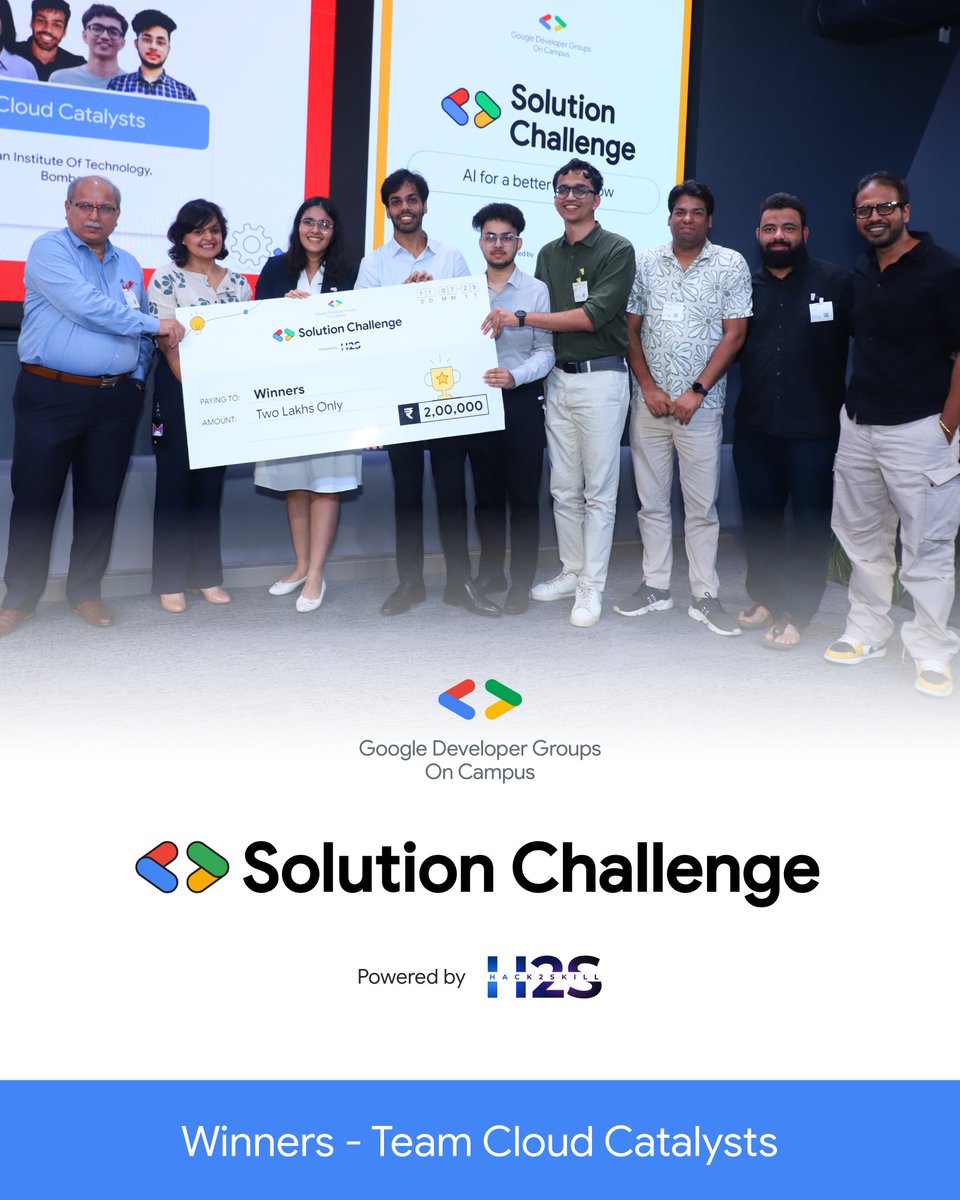 hack2skill's tweet image. Revolutionizing drug discovery with AI! 💥
Meet Cloud Catalysts - the Winner of the GDG on Campus Solution Challenge 2025 powered by Hack2skill! 🏆
#SolutionChallenge #GDGonCampus #Hack2skill