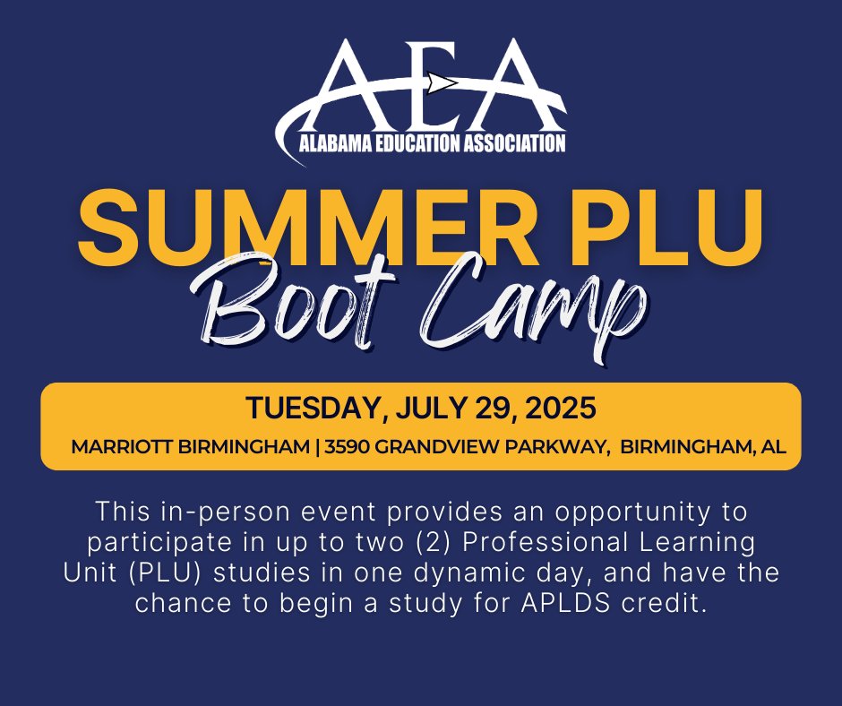 myAEA's tweet image. 🗣️ AEA Members! Join us in Birmingham on Tuesday, July 29, 2025, for AEA’s Summer PLU Boot Camp! This boot camp is FREE for AEA members and provides the opportunity to begin up to two (2) PLU studies in one day, including one for APLDS credit. Space is limited! To register,…